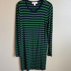Michael Kors Navy and Green Striped Dress